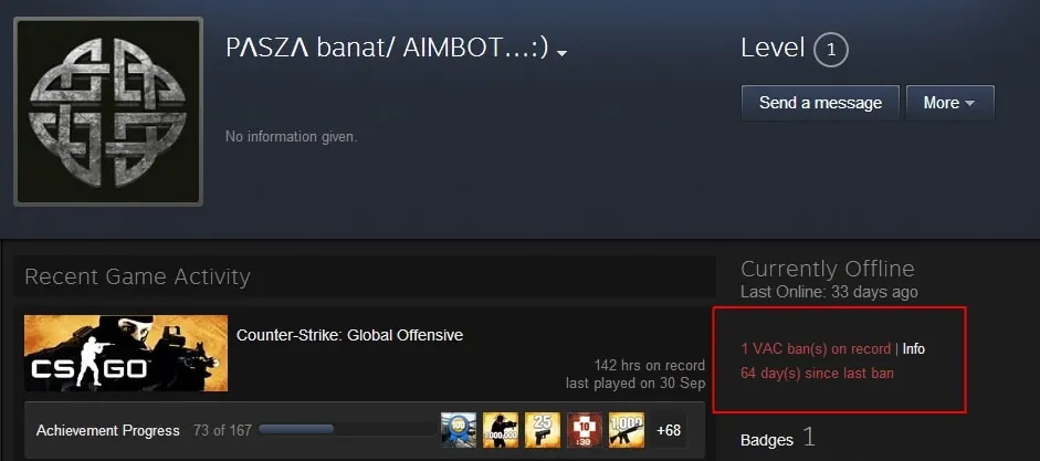 aktywny vac ban csgo