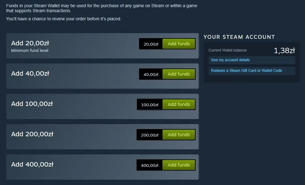 portfel steam balans