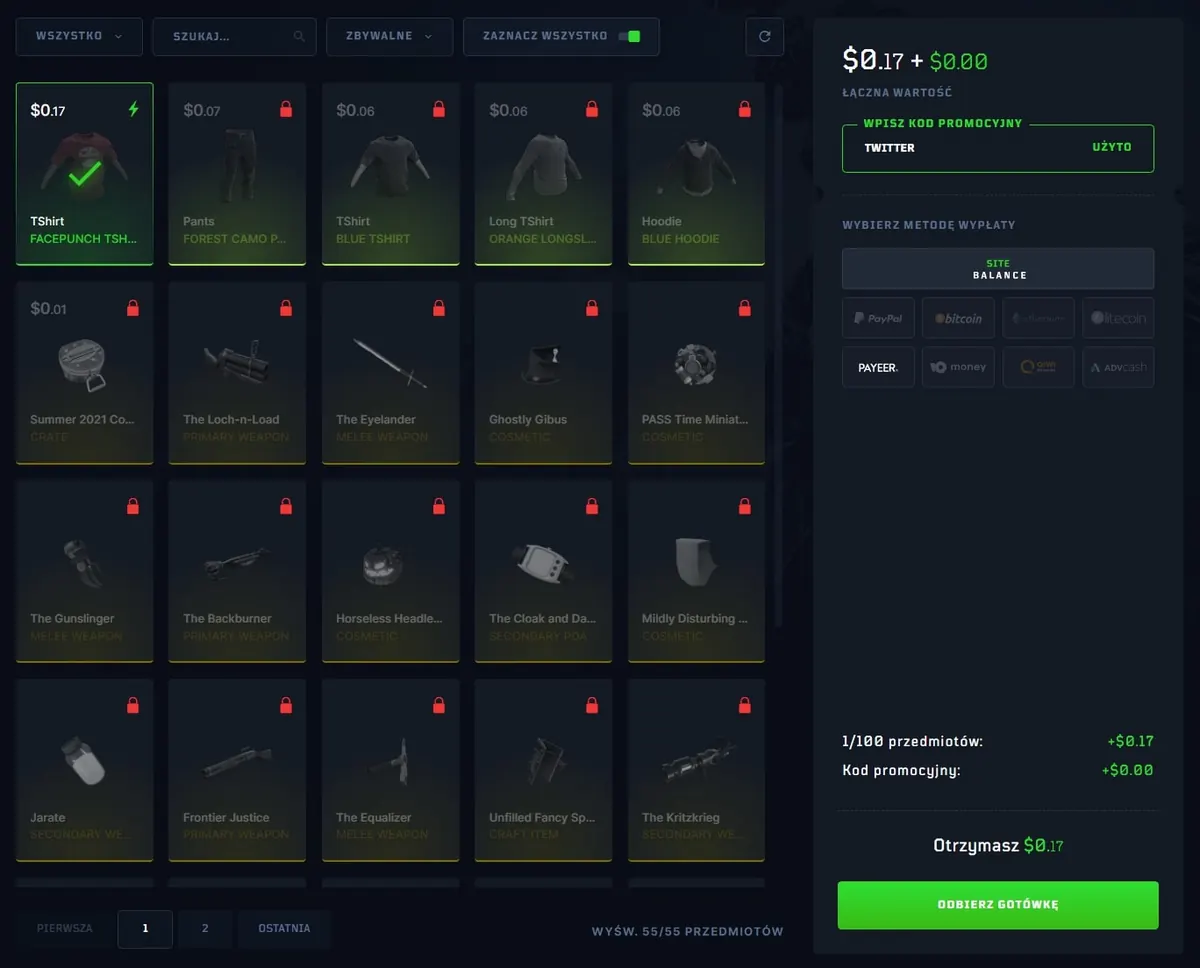skincashier panel sprzedaz za paypal