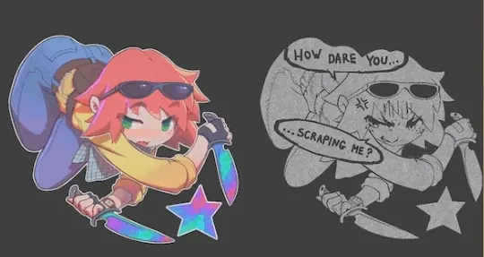 Kawaii T sticker scrapped