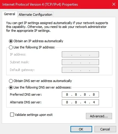 Preferred DNS server.